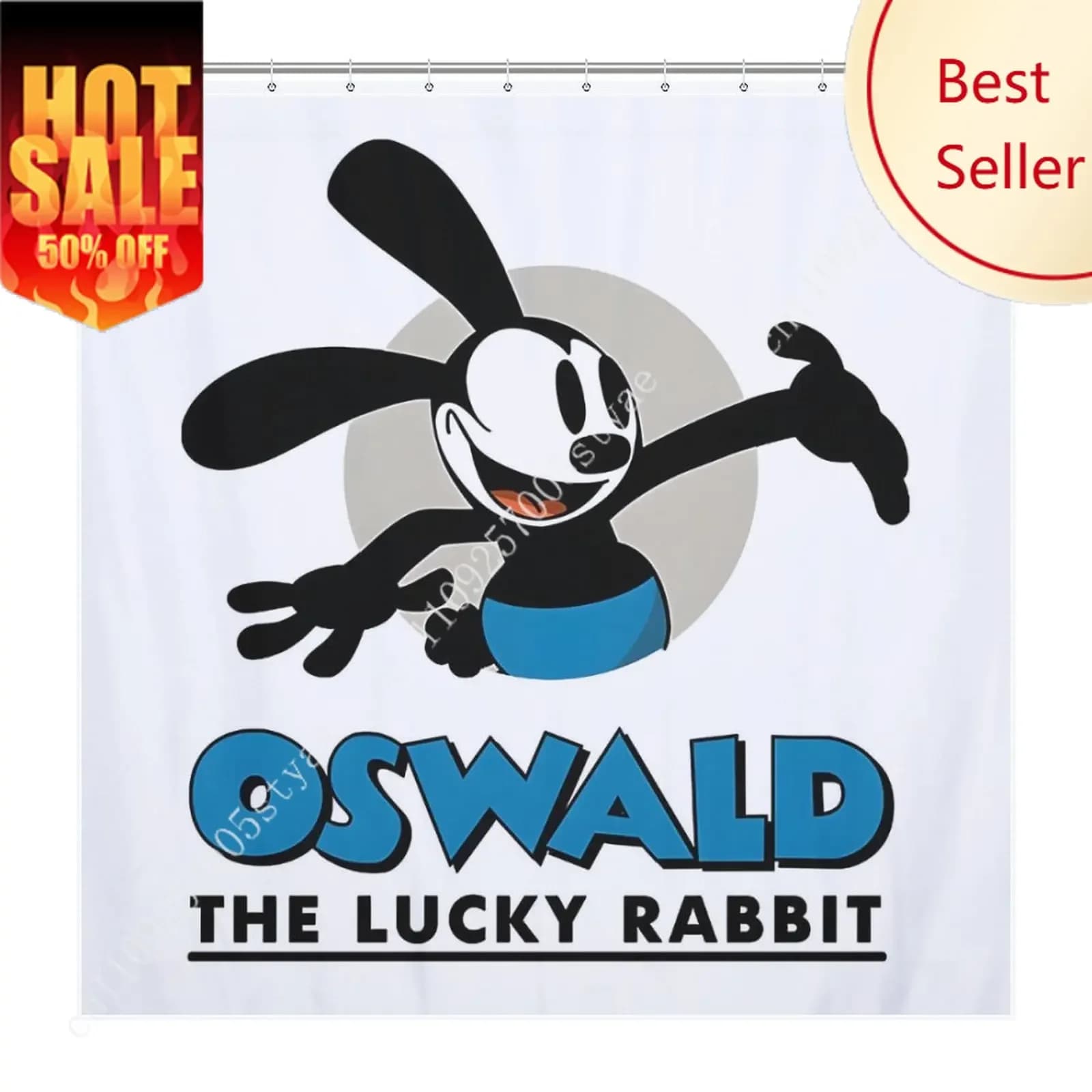 Tenda da doccia Oswald Disney, cartone animato, per bambini, con animali carini, decorazione per bagno e feste, impermeabile, personalizzabile