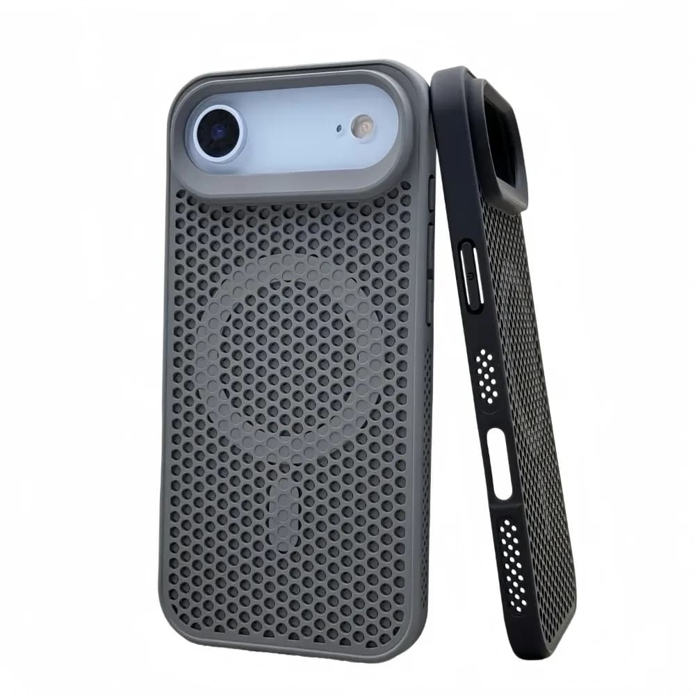 Custodia Magnetica Traspirante a Nido d'Ape Trendy con Rete Cava Rinfrescante per iPhone 17 Air 16 15 14 13 12 Plus Pro Max compatibile con MagSafe