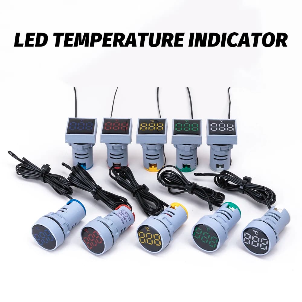 Thermometer with 22 mm small LED light display Digital temperature gauge AC 50-380 V 220 V -20-120'C Temperature display