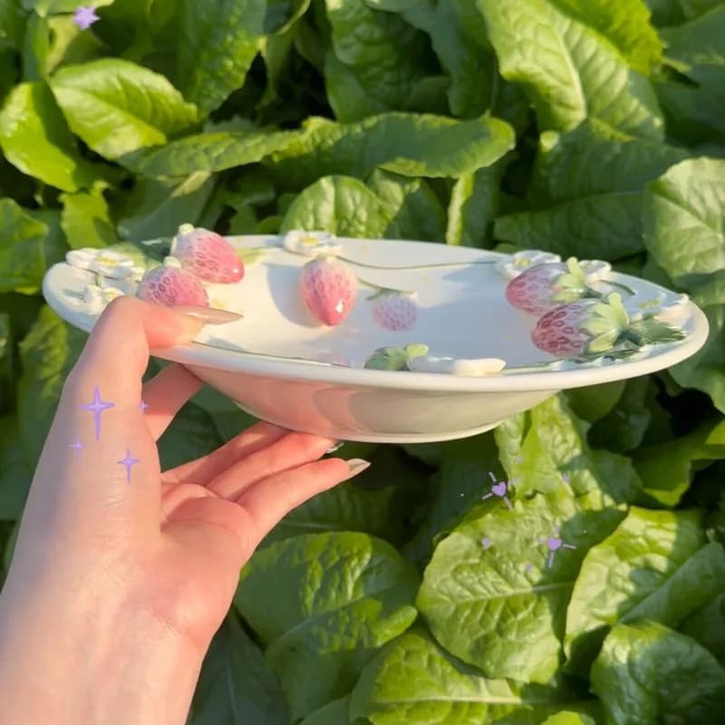 snack moderno e da soggiorno con frutta secca, piatto di bell'aspetto, rilievo squisito e bellissimo, piatto in ceramica dipinto a mano