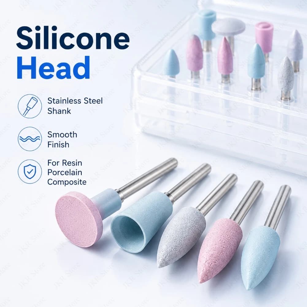 Silicone Polishing Grinding Head Kit RA 2.35mm for Resin Porcelain Composite Low Speed Handpiece Laboratory Tool Set Pack Use