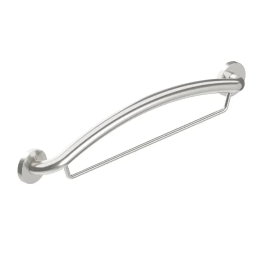 Supporto per asciugamani in acciaio 24 in 1 con barra di sostegno per bagno e doccia, conforme ADA, montaggio a parete, finitura nichel spazzolato