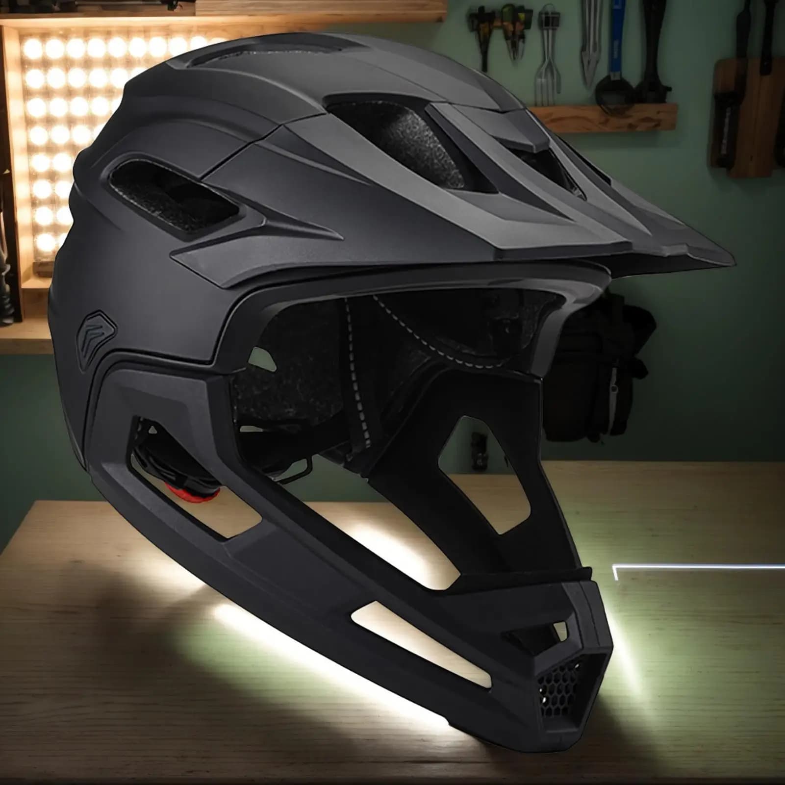 Mountain bike helmet with sub-angle strap and removable visor, mountain bike helmet for adults, adjustable, unisex, head protection