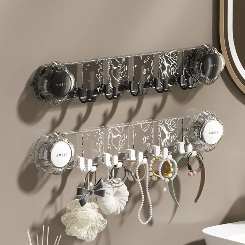 Forte gancio per asciugamani con ventosa sottovuoto, appendiabiti multifunzionale senza cuciture per bagno da cucina, 10 ganci da parete dietro la porta