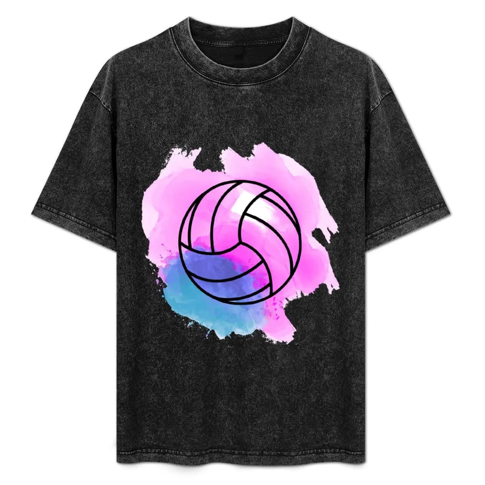 T-shirt con stampa a colori di pallavolo, maglietta casual per le vacanze estive