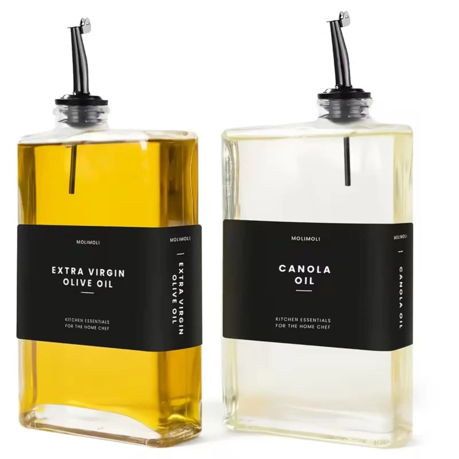 Set di 2 Dispenser in Vetro per Olio d'Oliva, Olio da Cucina e Aceto, Erogatore Automatico per Cucina e Tavola da Pranzo