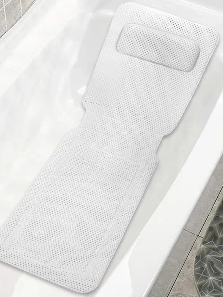 Tappetino per vasca da bagno antiscivolo con ventosa, poggiatesta completo per il corpo, cuscino da bagno, collo spa, lavabile, sicurezza per il bagno, 36x125 cm