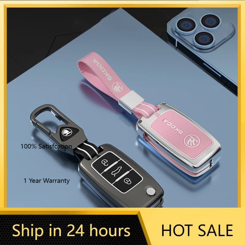 Adesivo per auto 2025 Hot Car in lega di zinco Custodia protettiva per chiave in pelle Shell Fob per Skoda Octavia A5 A7 Fabia Superb Kodiaq Karoq Pr