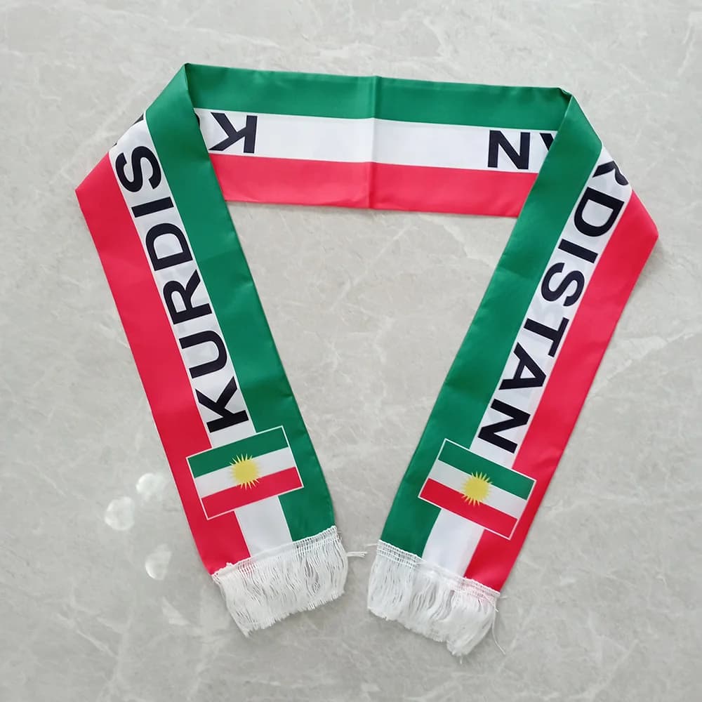 Sciarpa Personalizzata del Kurdistan 15*150cm, Bandiera in Poliestere per Decorazioni Festive