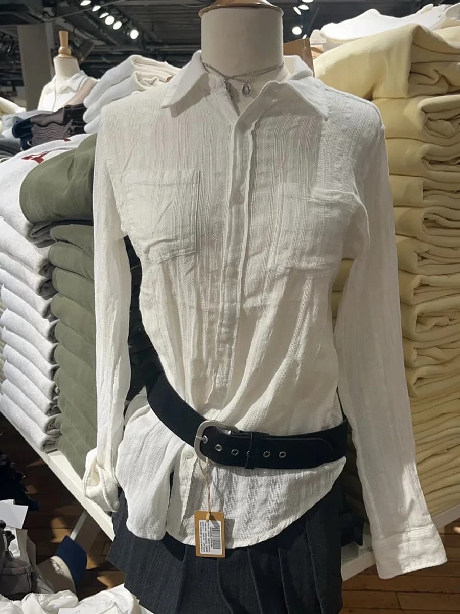 Camicetta in Lino e Cotone con Colletto e Bottoni, T-shirt da Donna Slim Casual Bianca a Maniche Lunghe, Top Corto Stile Preppy Y2K per Ragazze