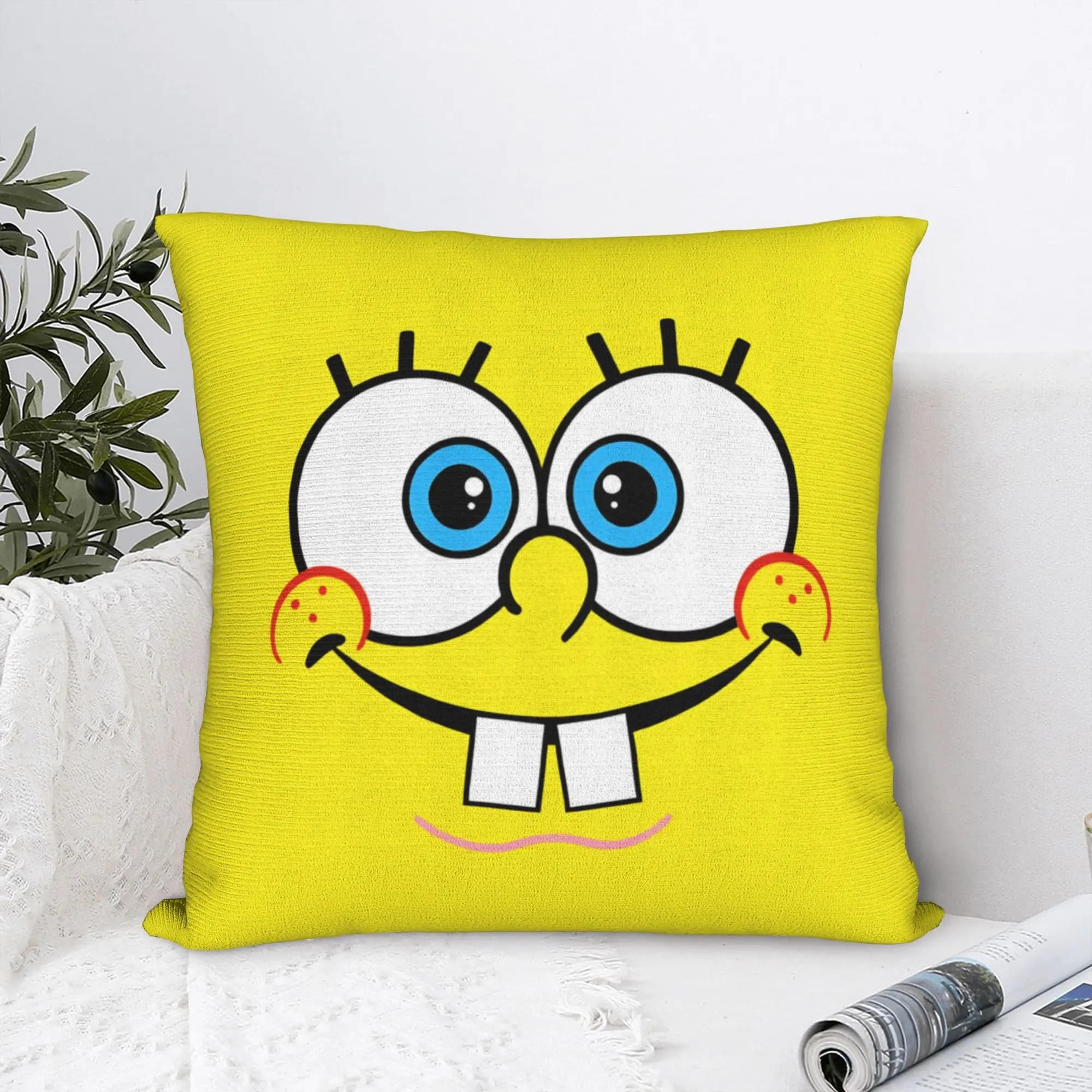 Fodera per cuscino SpongeBob SquarePants, federa decorativa Kawaii per soggiorno, letto e sedia