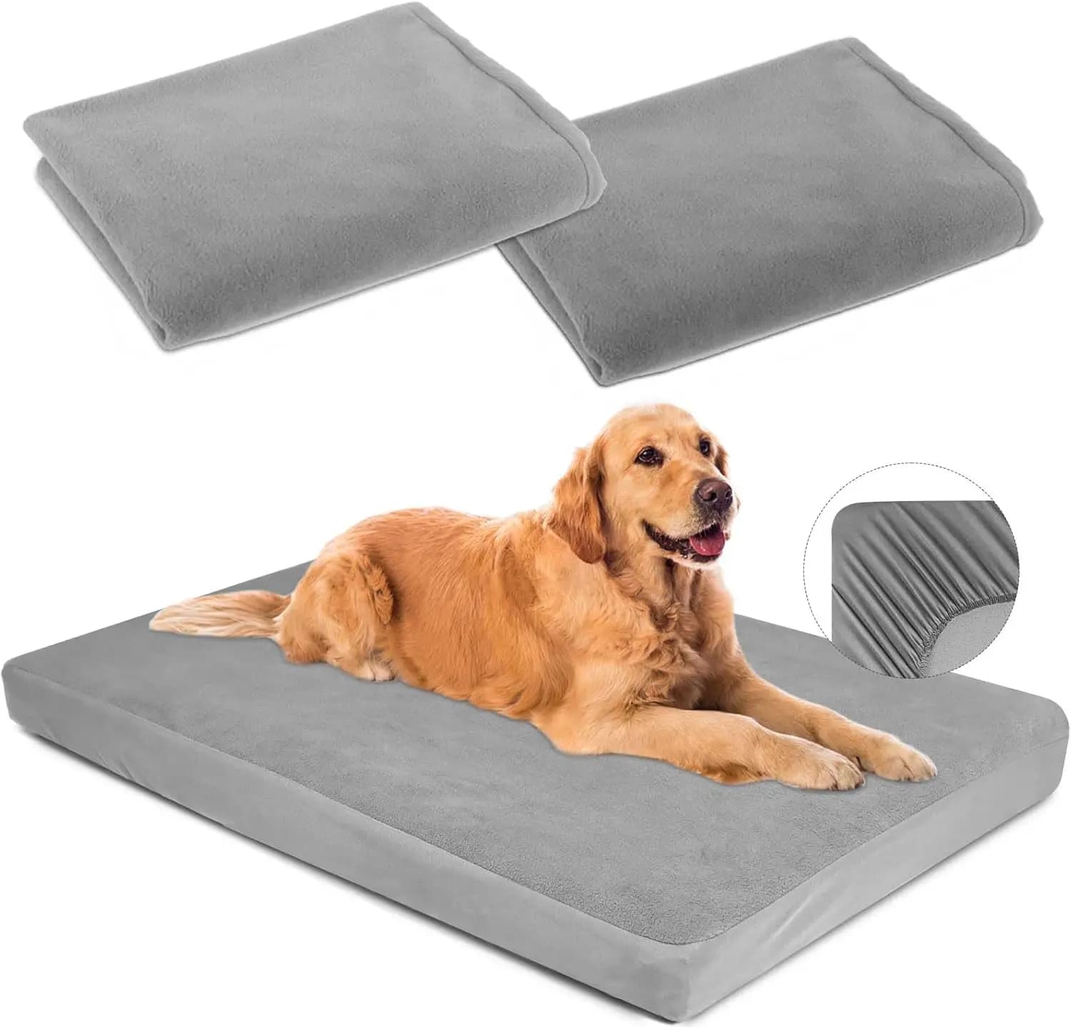 Copertura Lavabile e Impermeabile per Cuccia per Cani, Confezione da 2, in Morbido Pile, 20x30 Pollici, XS, Grigio