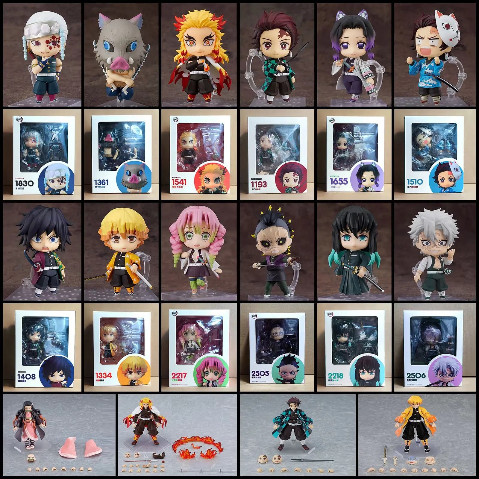 Anime Demon Slayer Serie Tanjirou # 1193 Nezuko # 1334 Zenitsu # 1361 Inosuke 1541 # Kyoujurou Kochou Shinobu Figure Set di bambole regalo