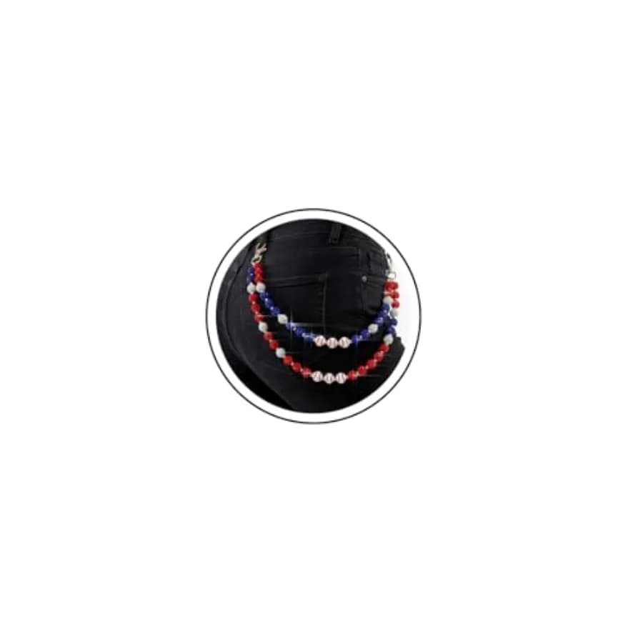 Baseball Wallet Chain Pant Chains Women Layered Rhinestone Beads Pocket Chains Men Punk Jewelry for Casual