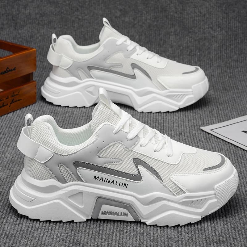 Scarpe sportive traspiranti, scarpe casual per tutte le stagioni, chiusura con lacci, tomaia in mesh e PU, leggere e comode, scarpe da skate