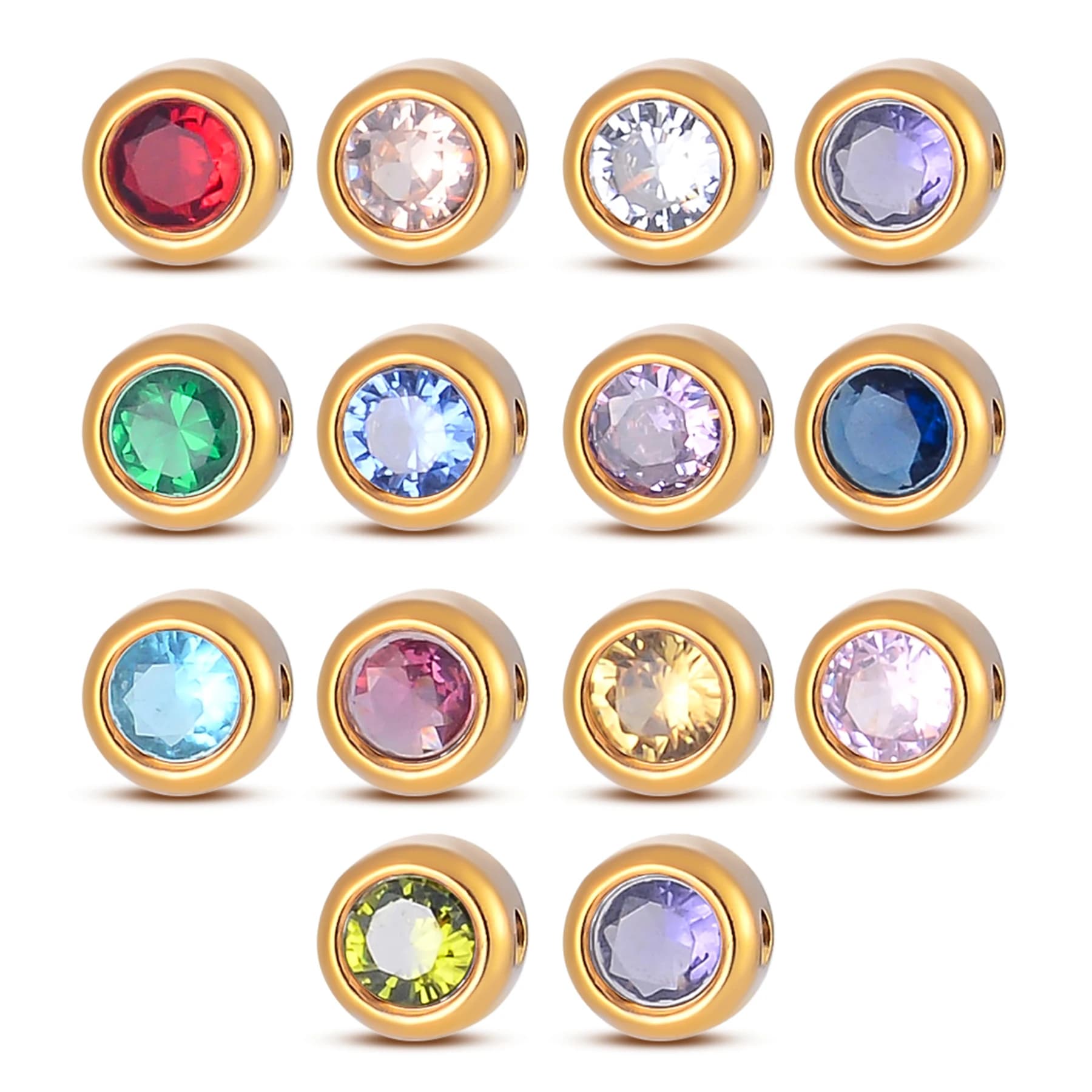 6Pcs/lot Gold Color Stainless Steel Zircon Beads 6mm Small Charms Pendants for Women DIY Jewelry Necklace Bracelet Making