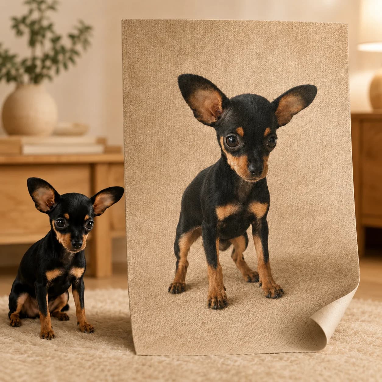 Custom Pet Portrait Canvas Print Personalized Dog Cat Photo Wall Art for Pet Lovers Home Decor Gift