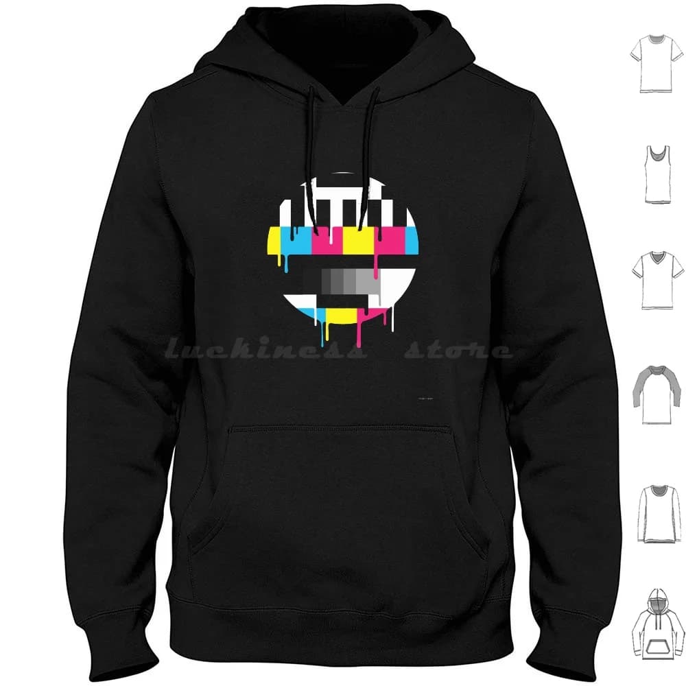 Losing Transmission Hoodies Long Sleeve Tv Colors Test Pattern Pop Culture Blue Yellow Fashion