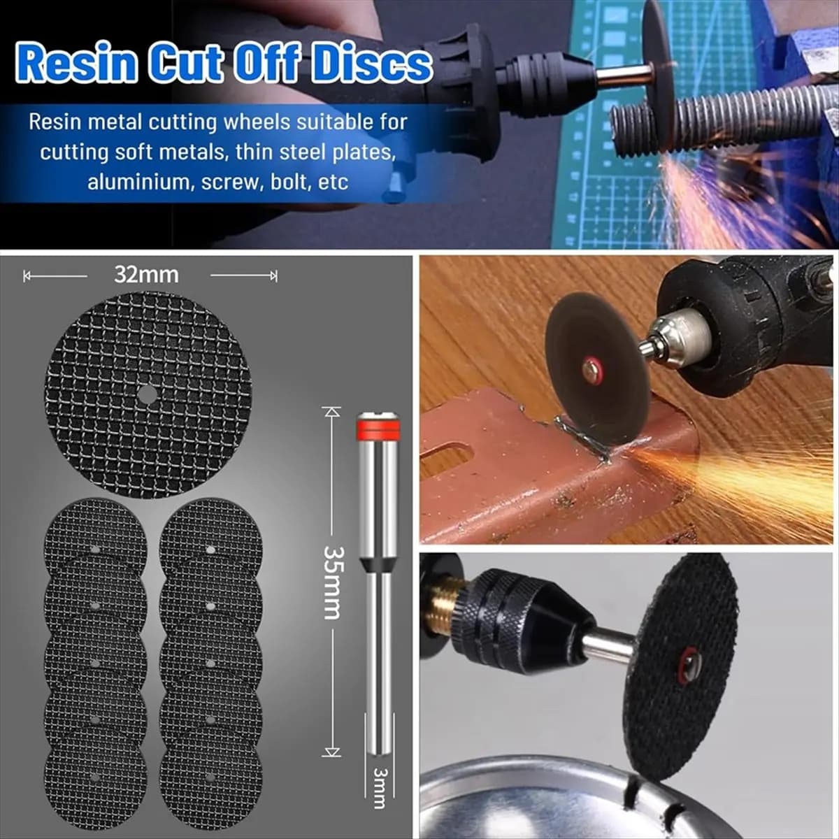 Cutting Wheel Set for -Rotary Tool, HSS Circular Saw Blades, Resin Cutting Discs, 545 Diamond Cutting Wheels