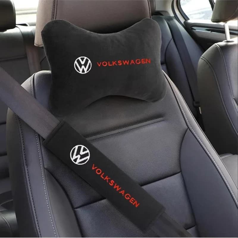 Copri Poggiatesta Auto, Coprisedile con Cuscino per Collo e Testa per VW Volkswagen Golf Polo Passat Touran Jetta, Accessori Auto