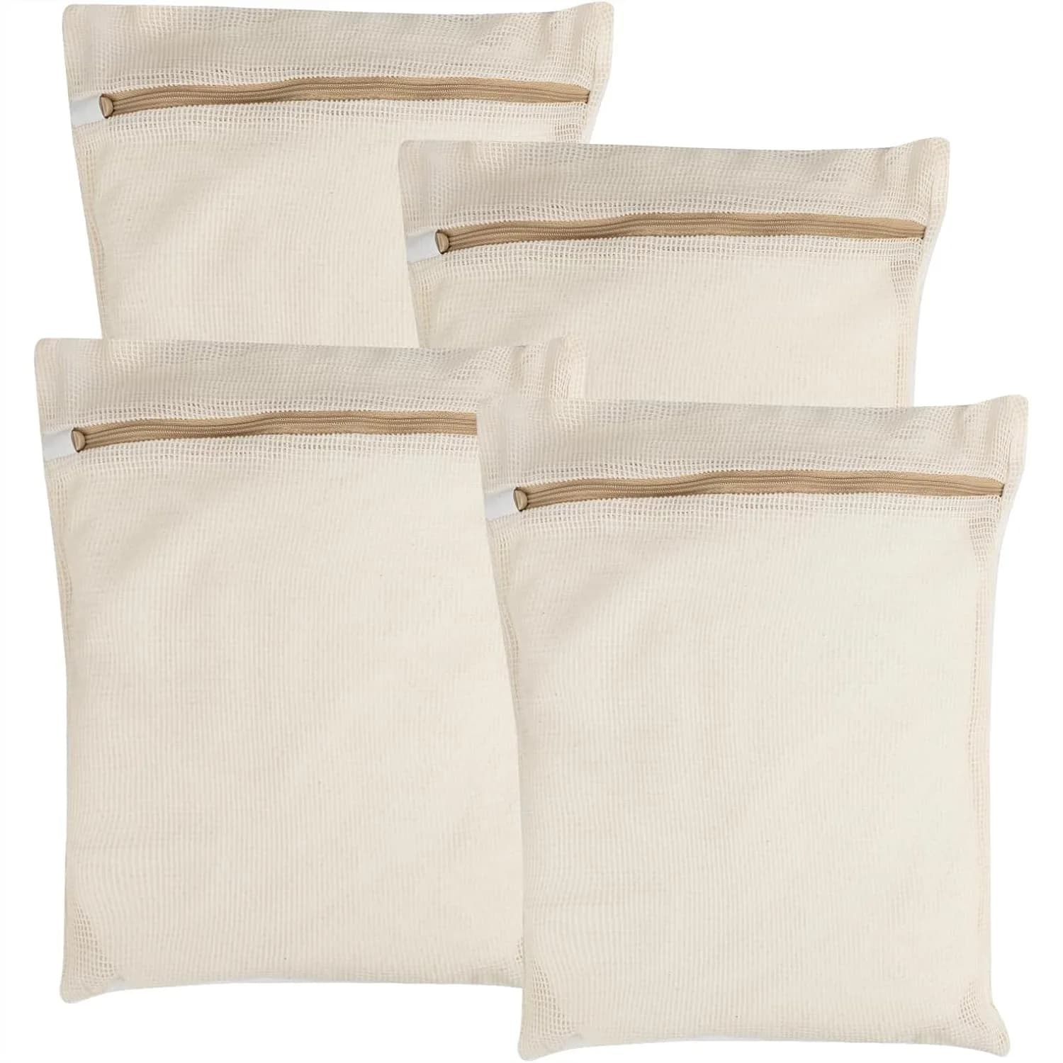 Cotton Mesh Laundry Bags for Delicates with Sturdy Zippers, Breathable Mesh for Underwear, Clothes, Socks