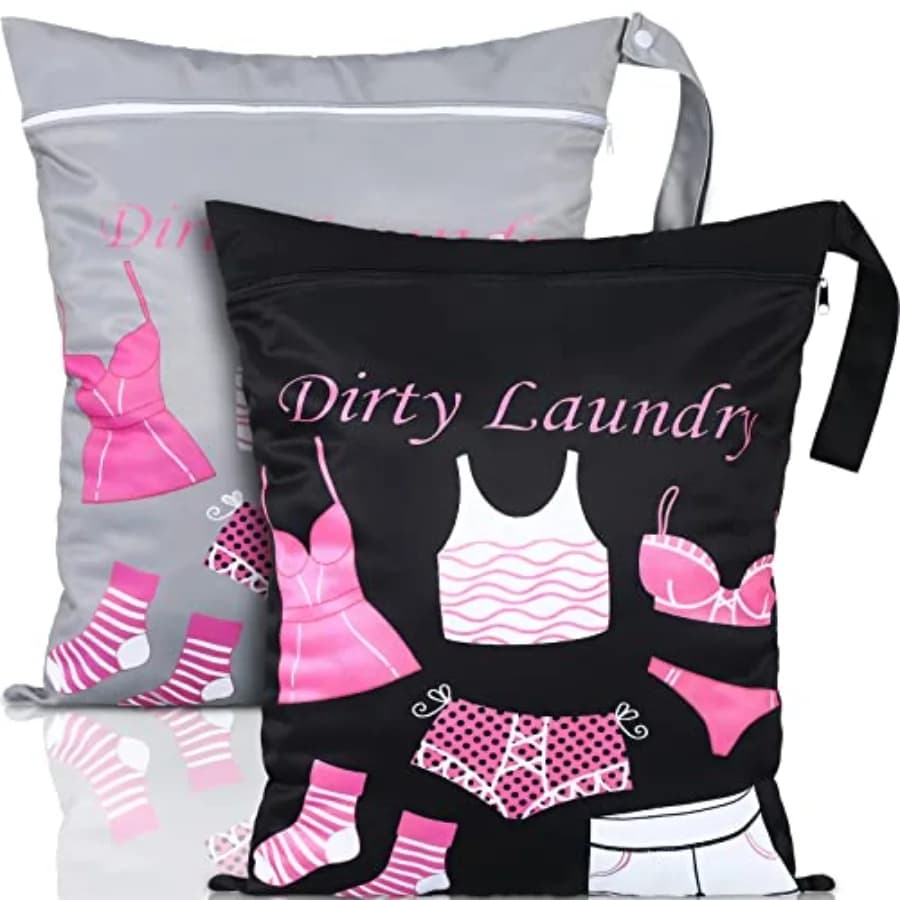 2 Pack Large Travel Laundry Bags, Large Wet Dry Waterproof Dirty Clothes Bag for Suitcase, Swimsuit Beach Gym College Dorm Wet