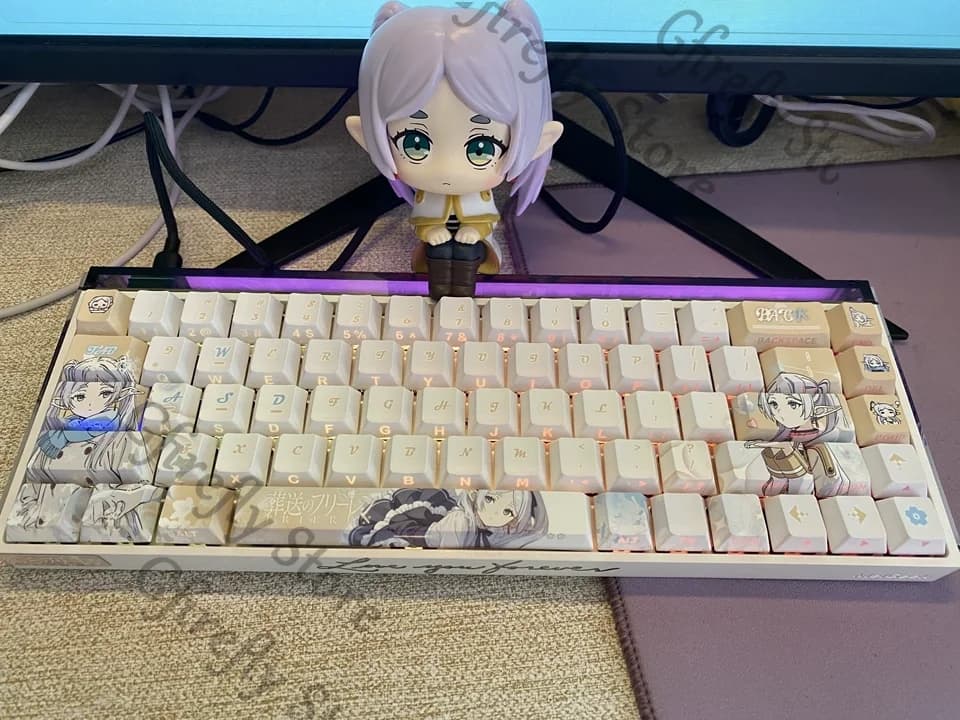 Mechanical Cartoon Keycaps Frieren: Beyond Journey's End Cosplay Keyboard PBT Computer Key Cap High Quality Ornaments Student
