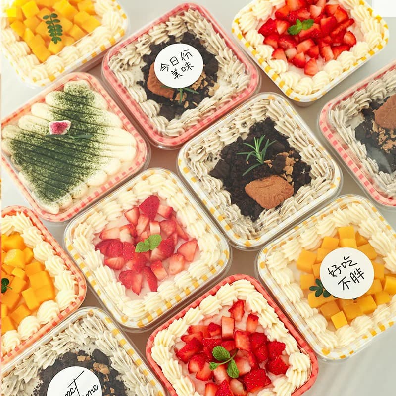 10 pezzi di plastica torta Mousse Dessert tazza Yogurt contenitore per alimenti con coperchio trasparente Melaleuca Mousse pasticceria scatola di imballaggio scatola di torta