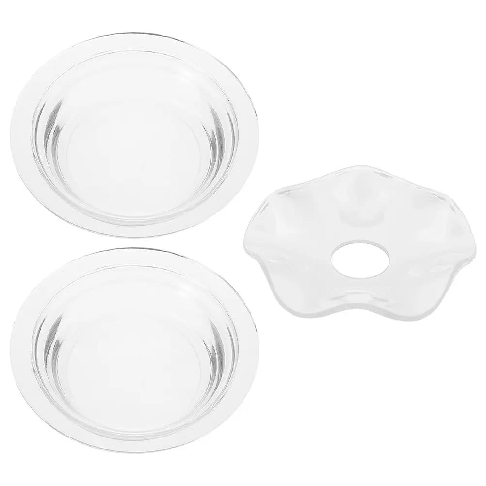 3Pcs Glass Wavy Aromatherapy Dish Transparent Heat Resistant Wax Melt Tray Essential Oil Diffuser Plate Replacement Accessory