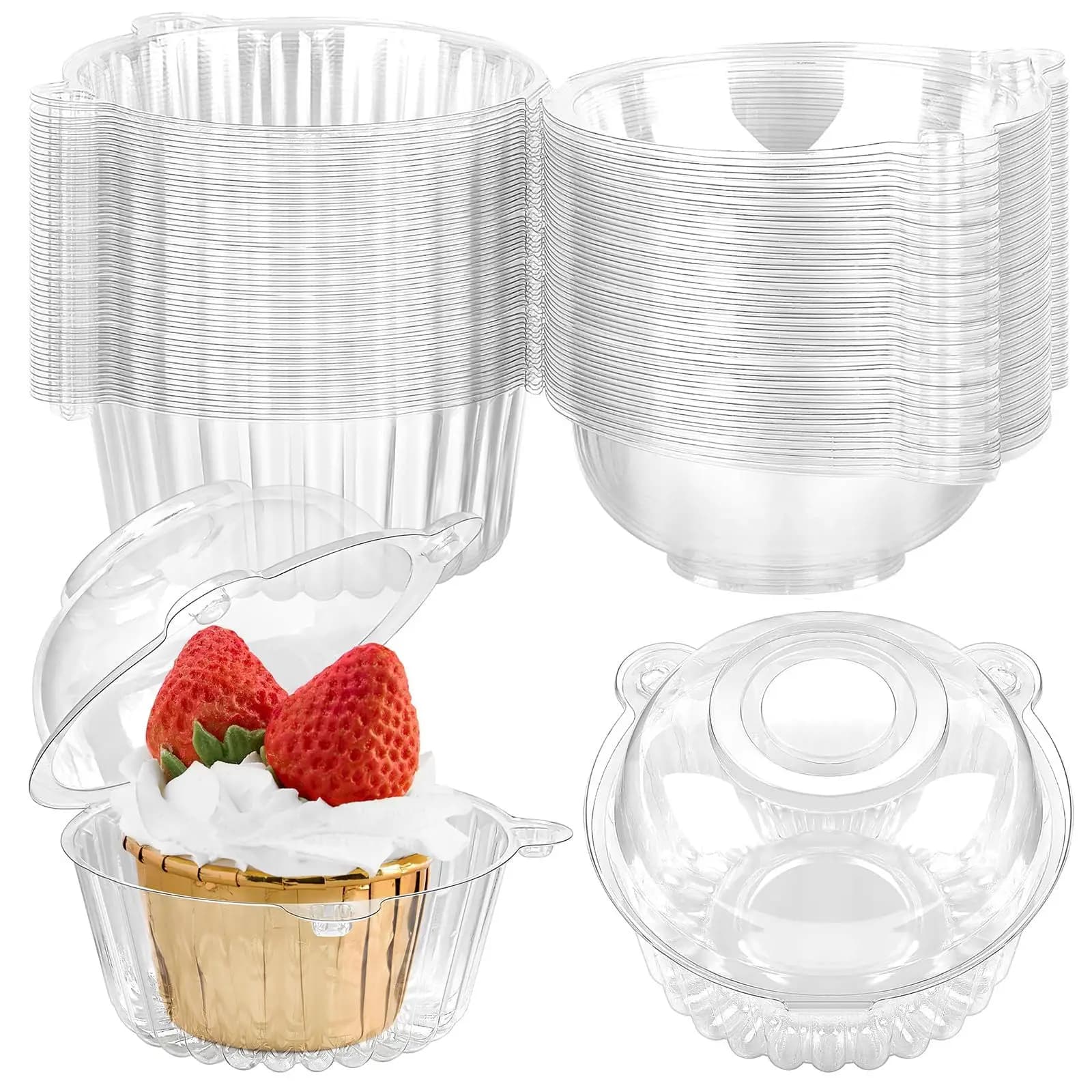 25/50/100pc Trasparente Porta Cupcake Torta Scatola di Imballaggio Contenitore di Imballaggio Alimentare per Dessert Muffin Matrimonio Compleanno Festa di Natale Decor