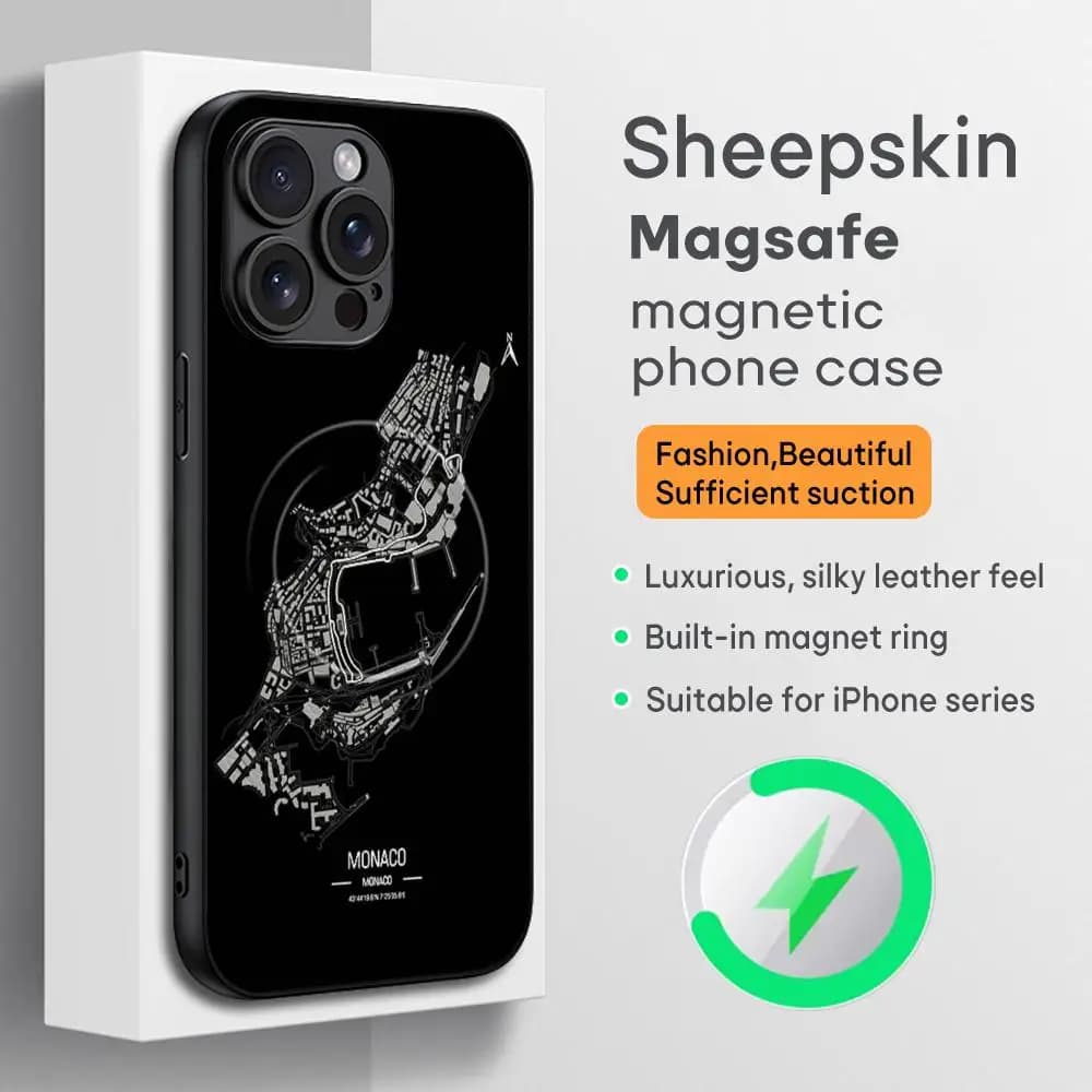 F1 Race Track Stampa Custodia per telefono popolare per iPhone 17 16 15 14 13 12 11 Plus Pro Max Pelle di pecora Magsafe di lusso di fascia alta