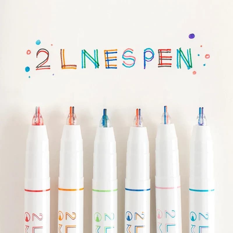 6 pz 2 Linee Pennarelli Colorati Disegno FAI DA TE Pittura Graffiti Penna 0.5mm Penne Gel Pigmento Liner Evidenziatore Kawaii Cancelleria