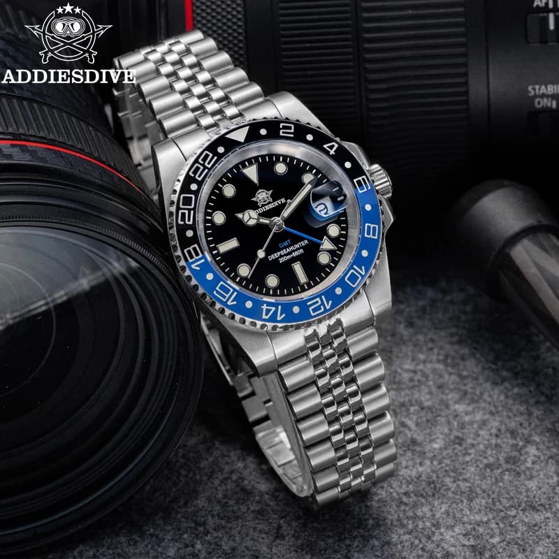 ADDIESDIVE GMT Orologio Da Uomo Classico Svizzero Ronda 515-24H Orologio Al Quarzo In Acciaio Inox 200m Orologio Impermeabile Nuovo Reloj Hombre
