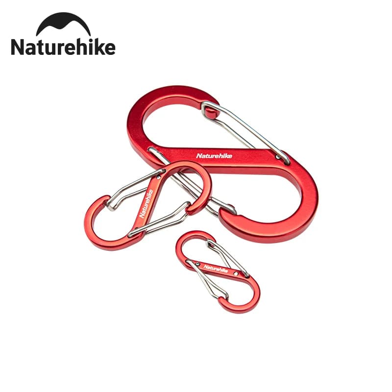Naturehike 1/2/4 pcs Aluminum alloy S hooks for outdoor camping, backpack buckle, key block tool, different sizes, key rings