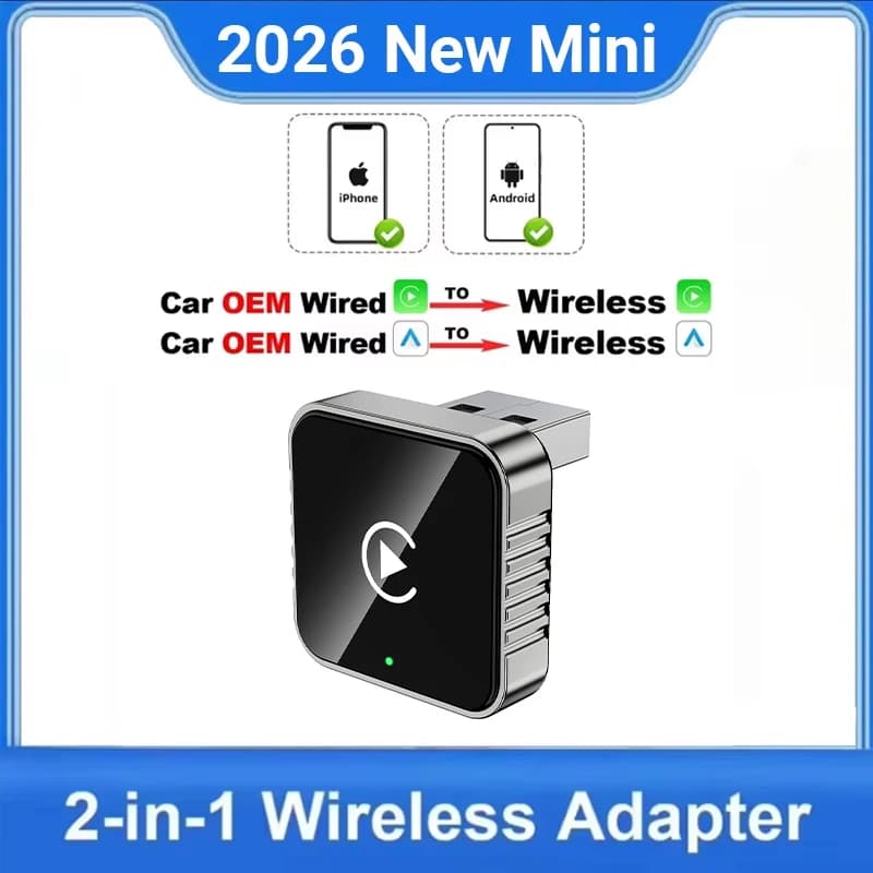 New 2in1 Wireless Wired CarPlay Adapter, Android Auto Dongle, High Quality Smart Box 5GHz WiFi Type-C/USB Car Adapter