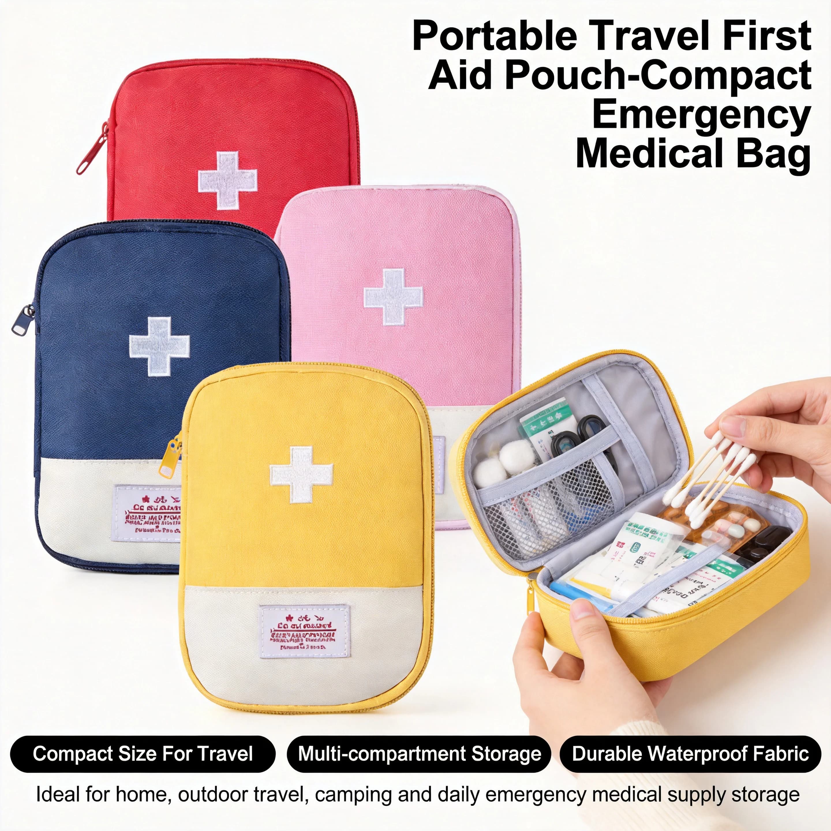 Mini kit di pronto soccorso, borsa per medicinali da viaggio, custodia per pillole, borsa per la sopravvivenza in caso di emergenza all'aperto, organizer portatile per la conservazione domestica