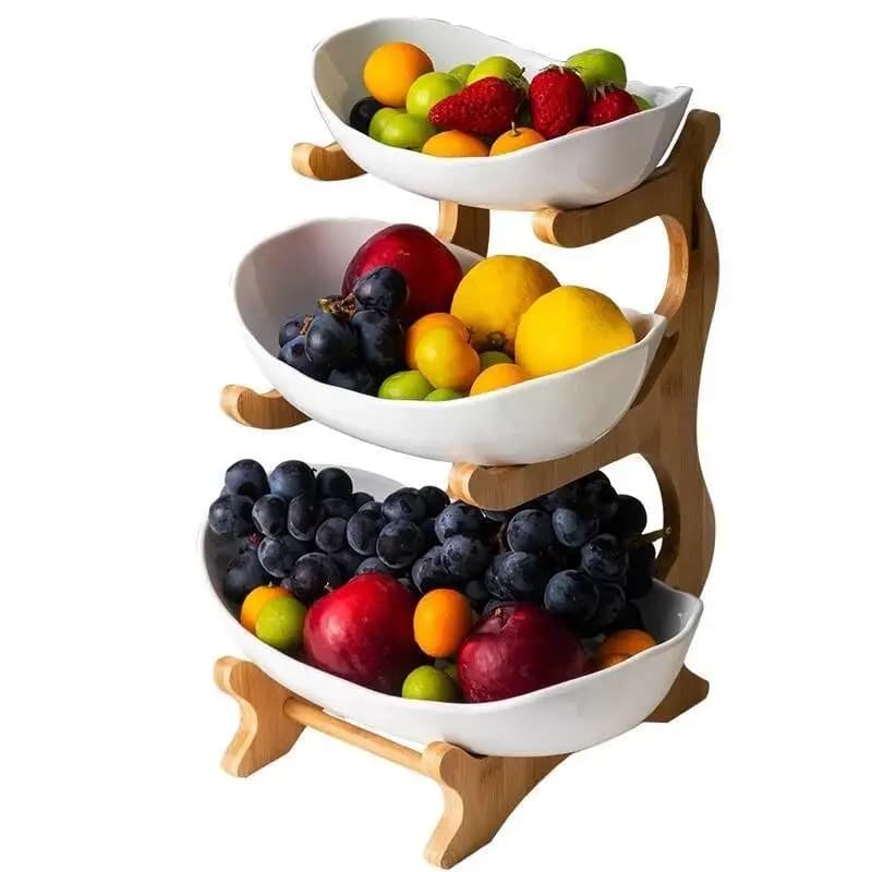 Creativo moderno supporto insalatiera soggiorno casa piatto di frutta in plastica a tre strati piatto snack cesto essiccato porta torta di caramelle