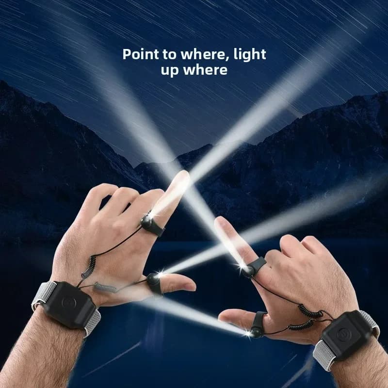 Diamond Ring Wrist Flashlight Rechargeable Strong Light Portable Fishing Handsfree LED Work Lamp