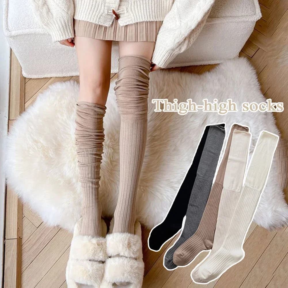 Moda Donna Calzini al ginocchio Lady Splicing Calze morbide Autunno Inverno Calzini termici a tubo alto Calzino casual stile preppy coreano