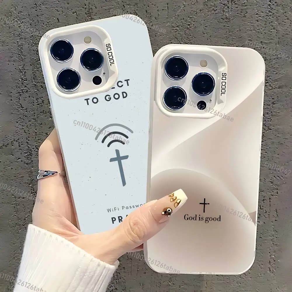Jesus Bible Verse Phone Case For iPhone 12,16,17,14,13,15,11,Pro,XS,Max,Plus,Mini,E White Matte Shockproof IMD Cover