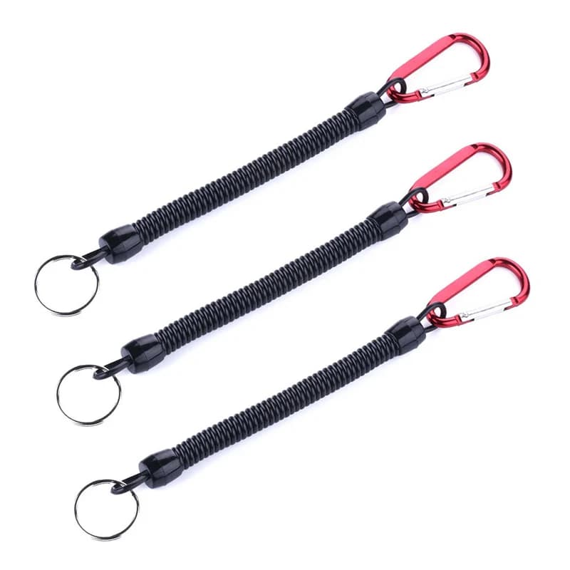 Cordini da Pesca 22cm Retrattili a Spirale con Moschettone, Corda in TPU per Nautica e Pesca, Corda di Ritenzione, Attrezzatura da Pesca