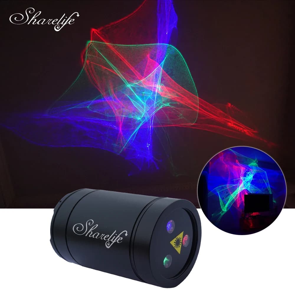 Proiettore Portatile Sharelife Black Shell Mini RGB con Effetto Aurora per Feste in Casa, DJ, Illuminazione da Palco Esterno DP4A