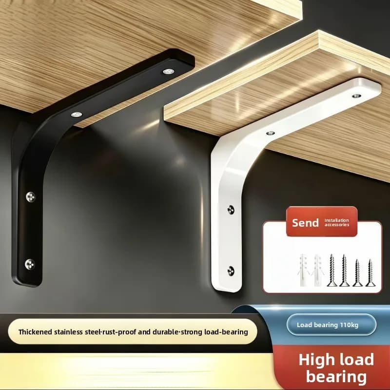 Minimalist Stainless Steel Bracket Wall‑Mount Right Angle Iron Shelf Support Partition Board Fixing Bracket Home