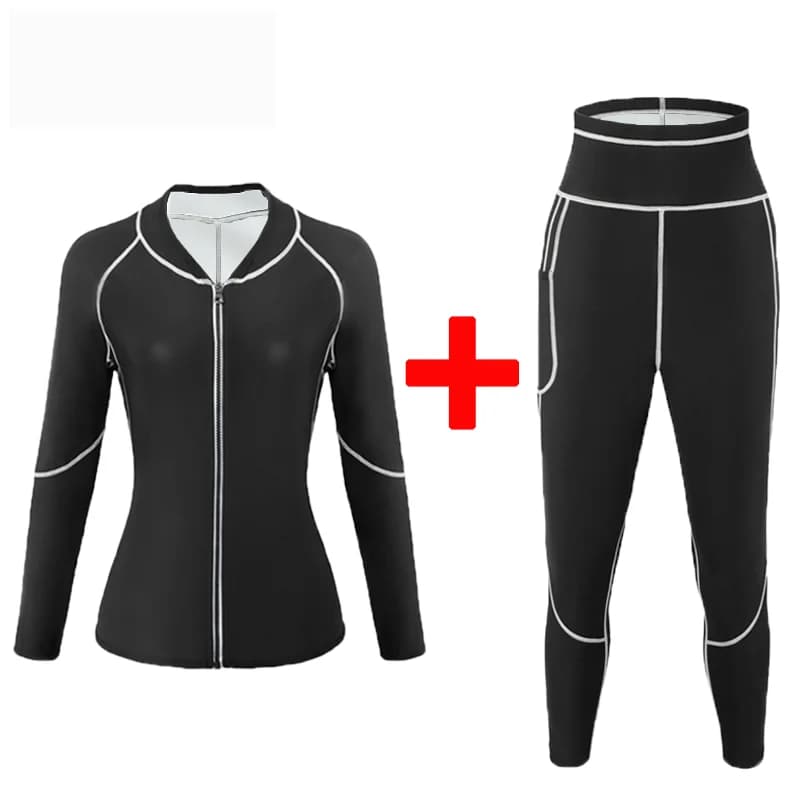 Sauna suits for women Gym clothing set Fitness Running Exercise Sports clothing Pants Weight loss sweating Sports suit Top