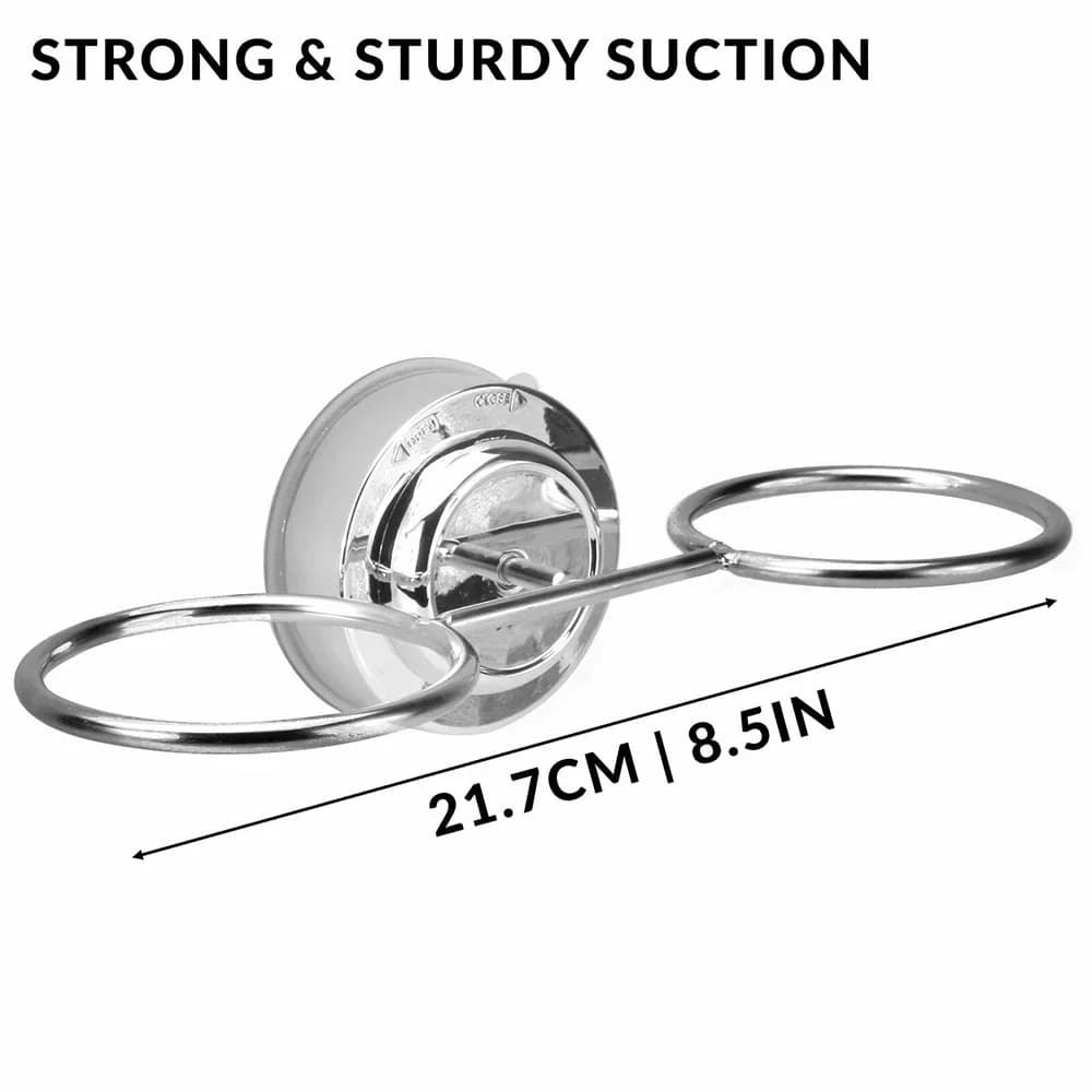 Pratico porta spazzolino da bagno con ventosa, doppi kit, strumenti per organizzare, in acciaio inossidabile con tazze