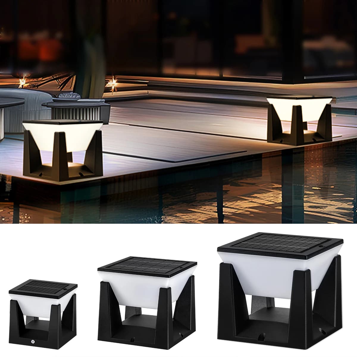 Nuova lampada per tappo da ponte per recinzione solare Luci per pilastro per palo solare per esterni Illuminazione a colonna paesaggistica impermeabile Luce decorativa impermeabile a LED