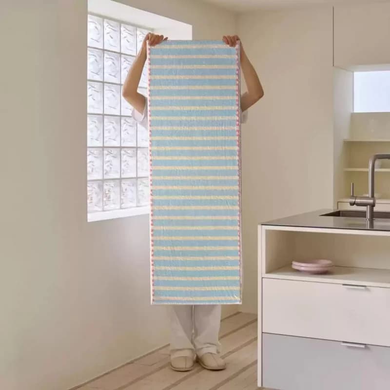 Tappeto Macaron in Stile Coreano VIKAMA, Semplice Tappeto a Righe per Camera da Letto, Morbido Tappetino per Bagno e Ingresso, Decorazione per la Casa