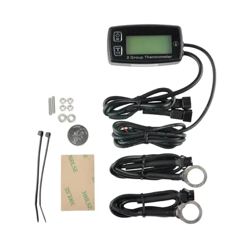 Termometro LCD a doppio canale con display digitale per moto, ATV, imbarcazioni e motoslitte, con sfondo verde
