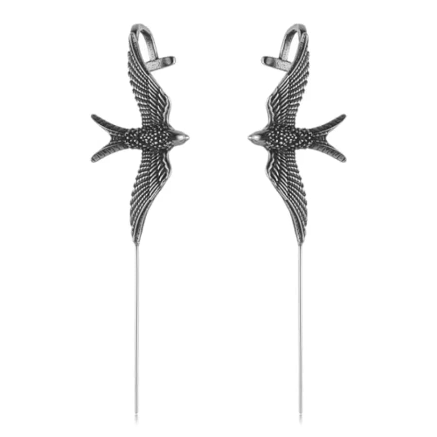Stainless Steel Long Piercing Stud Earrings, Gothic Personalized Earrings, Gift for Her