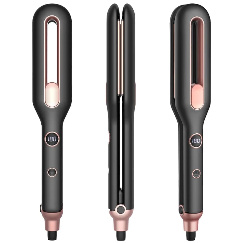 Piastra di rivestimento in ceramica professionale Piastra per capelli ionica con display LCD Piastra per capelli portatile Piastra per capelli per acconciatura 2 in 1